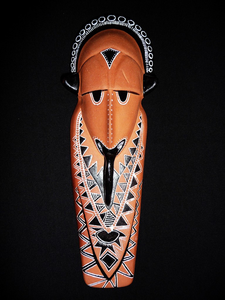 maska etniczna naścienna ceramiczna gliniana